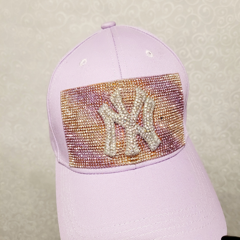 Lavender Rhinestone NY-Inspired Baseball Cap and Mini Bag Set - Picture 6 of 11